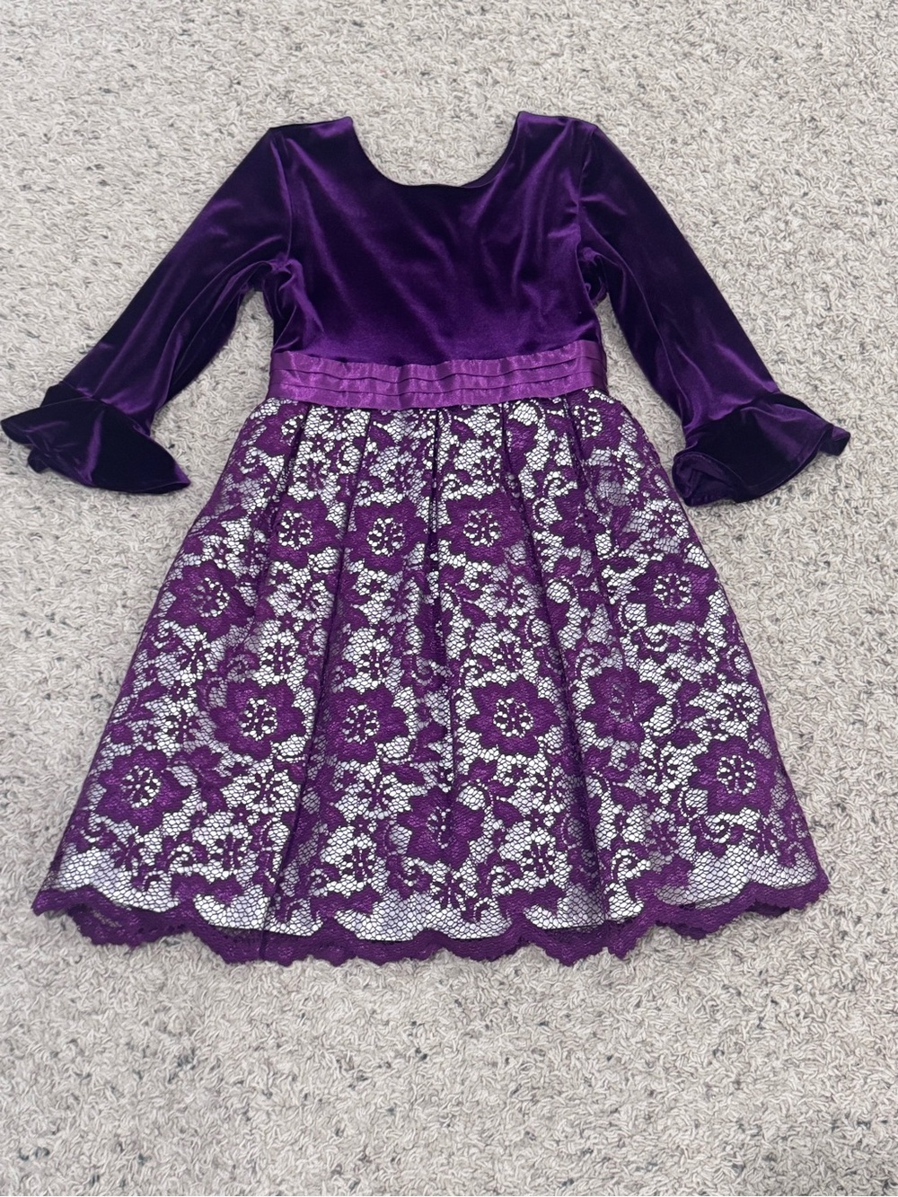 Jona Michelle Purple Velvet & Lace Holiday Dress